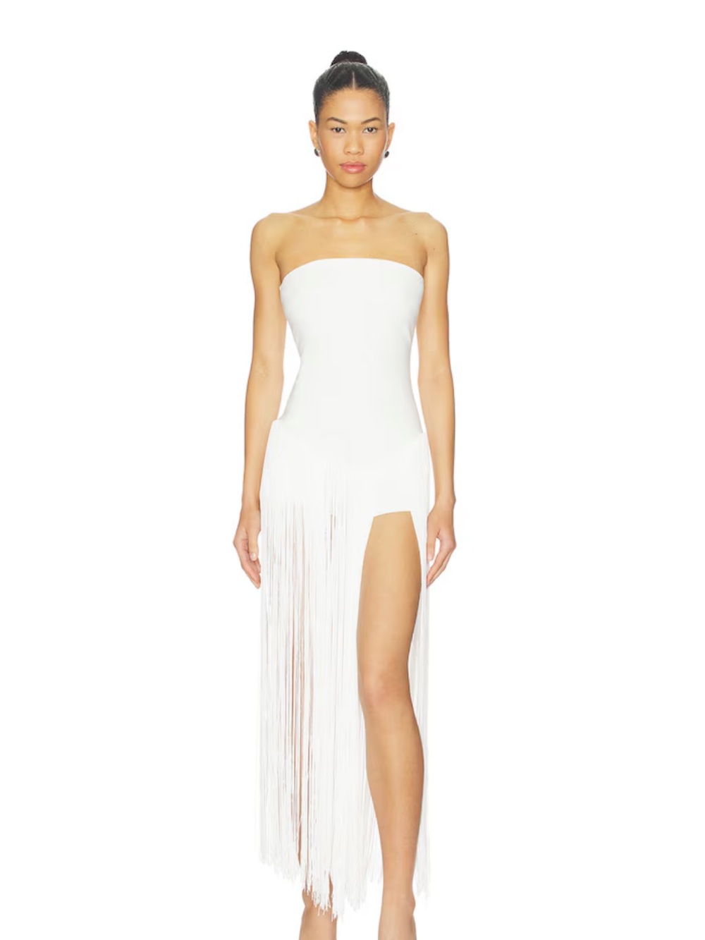 superdown Strapless White Fringe Romper